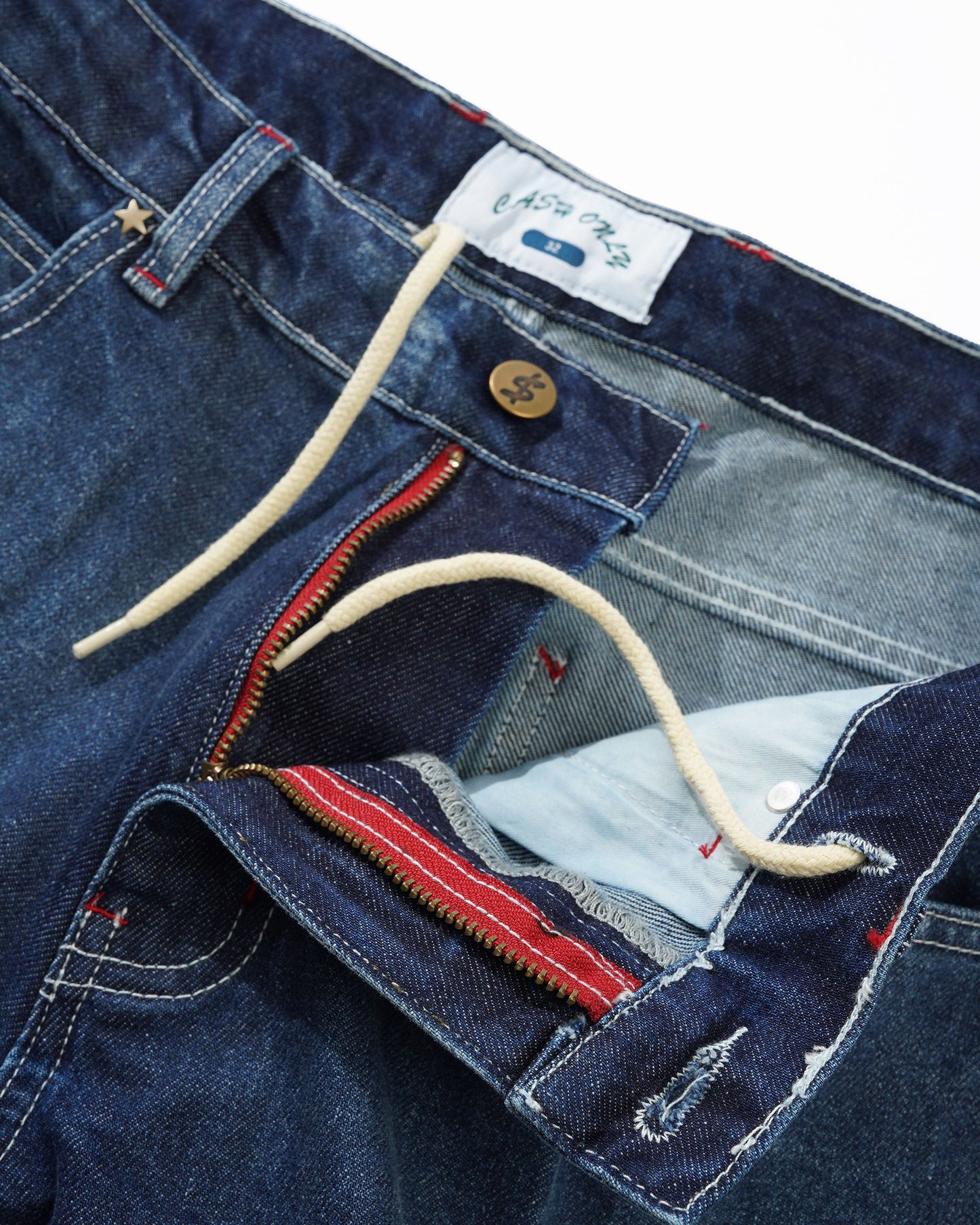 Cash Only - Company Denim Jeans Distress Washed Slub Blue