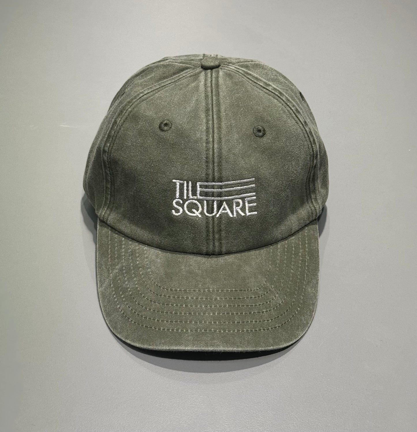 Tile Square - Logo Cap Washed Olive / White