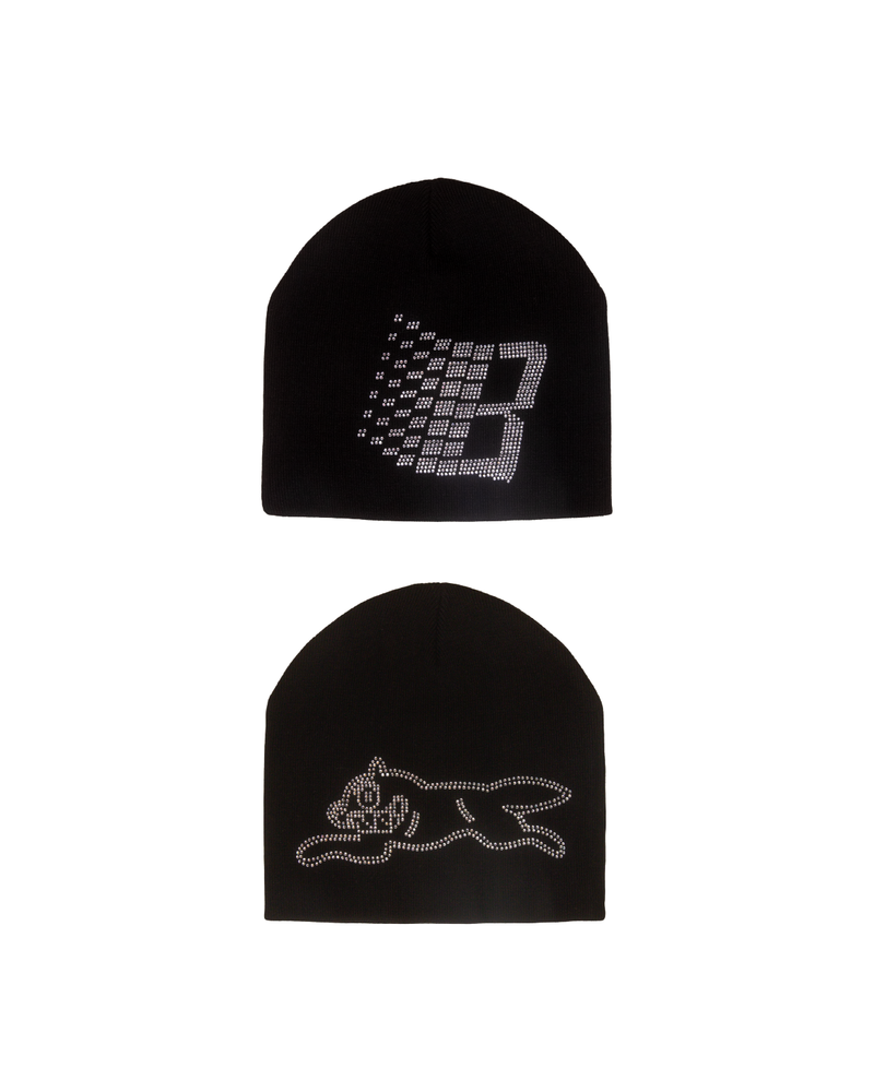 Bronze x Ice Cream - Rhinestone Beanie Black