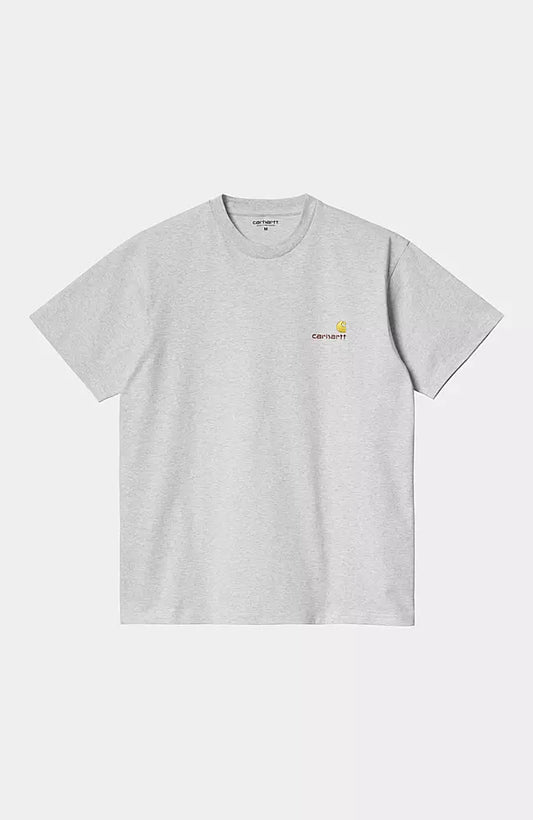 Carhartt WIP harmaa loose fit t-paita, brodeerattu logo edessä