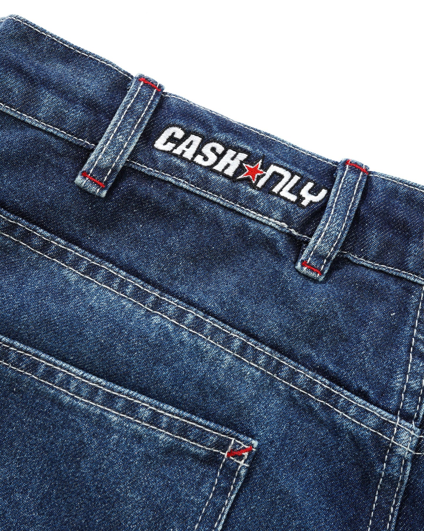 Cash Only - Company Denim Jeans Distress Washed Slub Blue