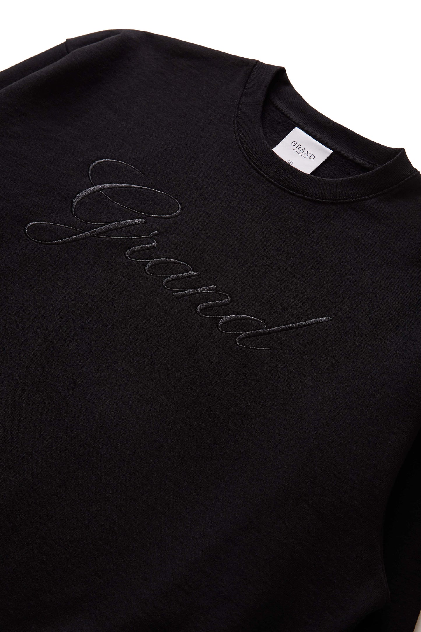 Grand Collection - Embroidered Crewneck Sweatshirt Black