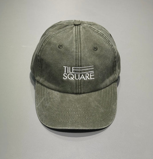 Tile Square - Logo Cap Washed Olive / White