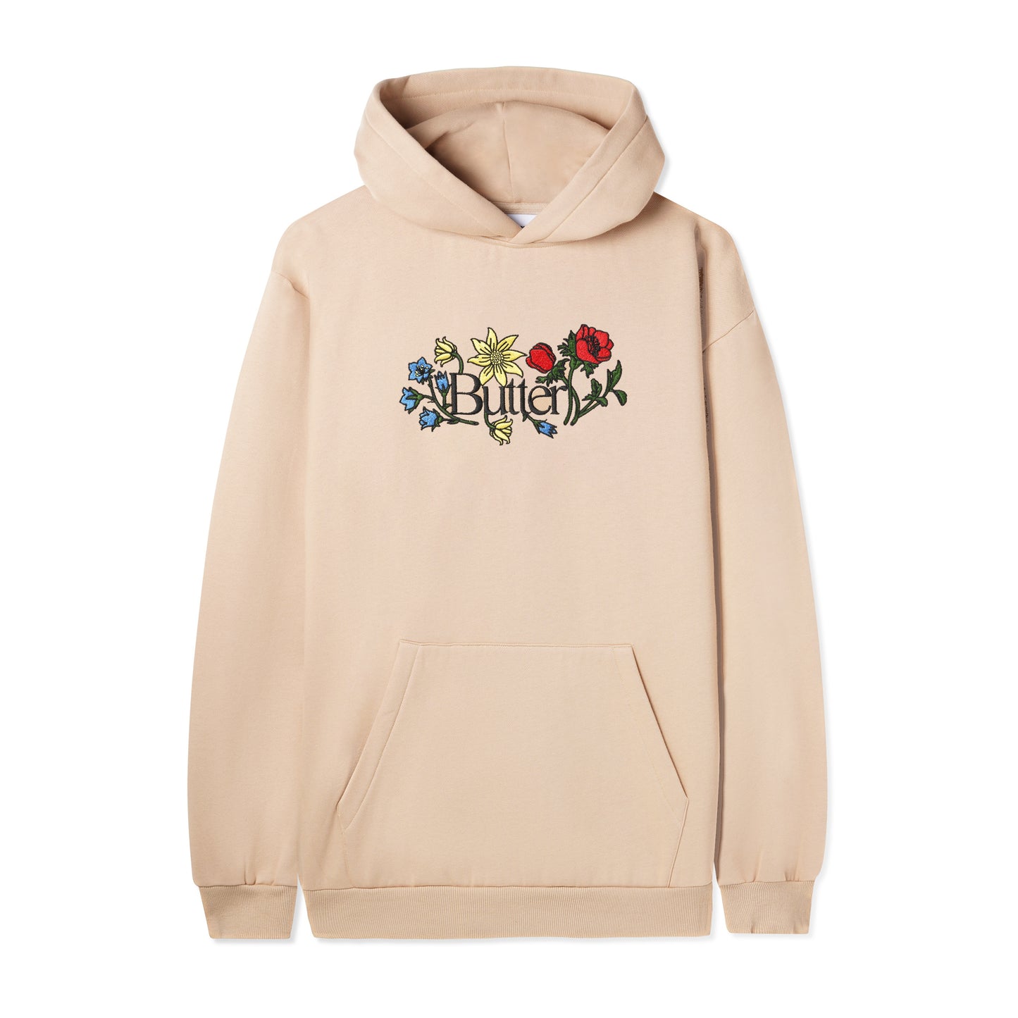 Butter Goods - Floral Embroidered Pullover Hood Tan