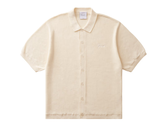 Grand Collection - Knit Button Up Shirt Cream