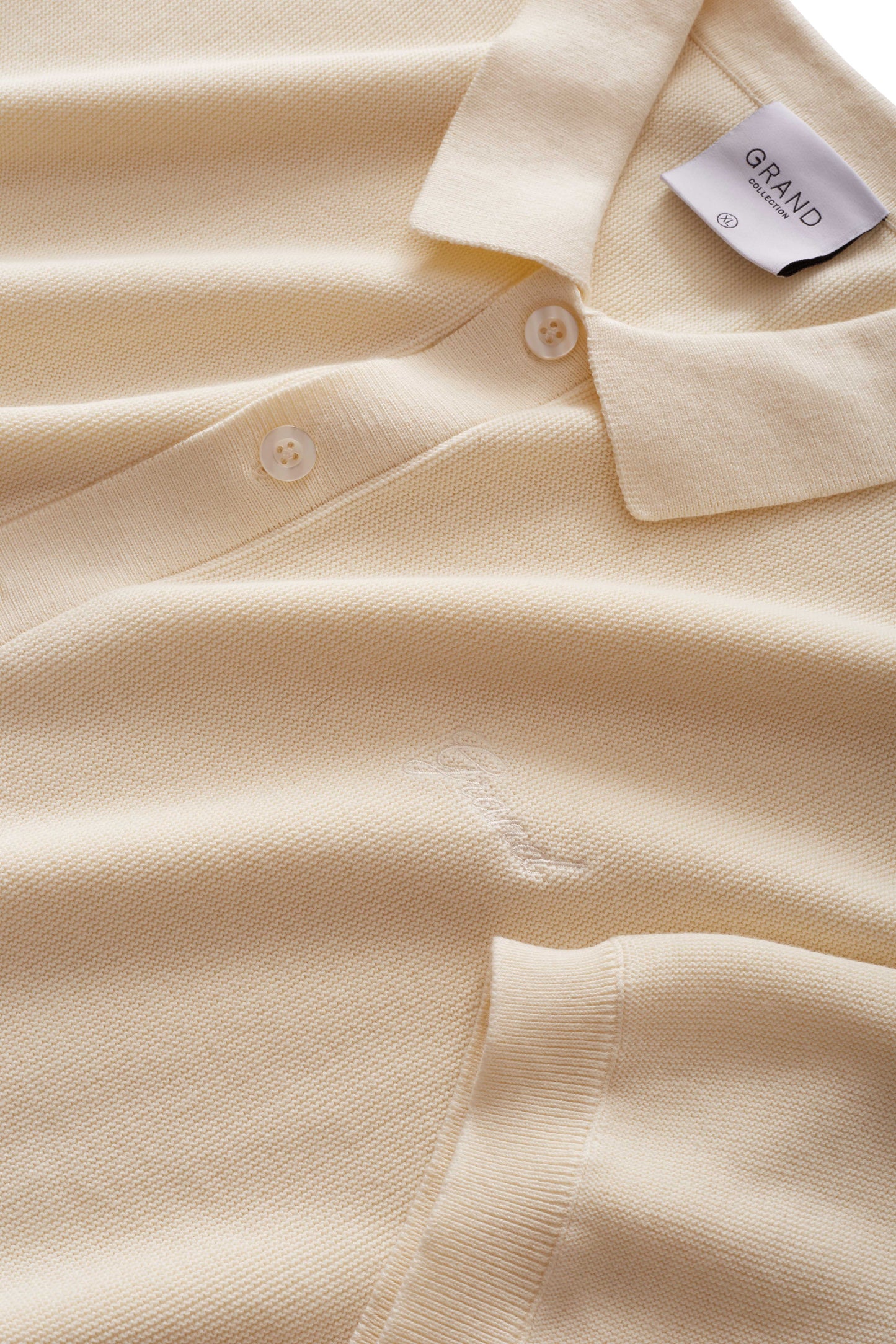 Grand Collection - Knit Button Up Shirt Cream