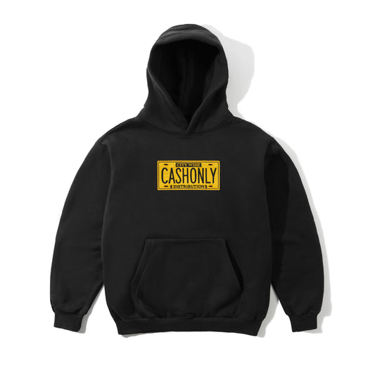 Cash Only - License Plate Pullover Hoodie Black