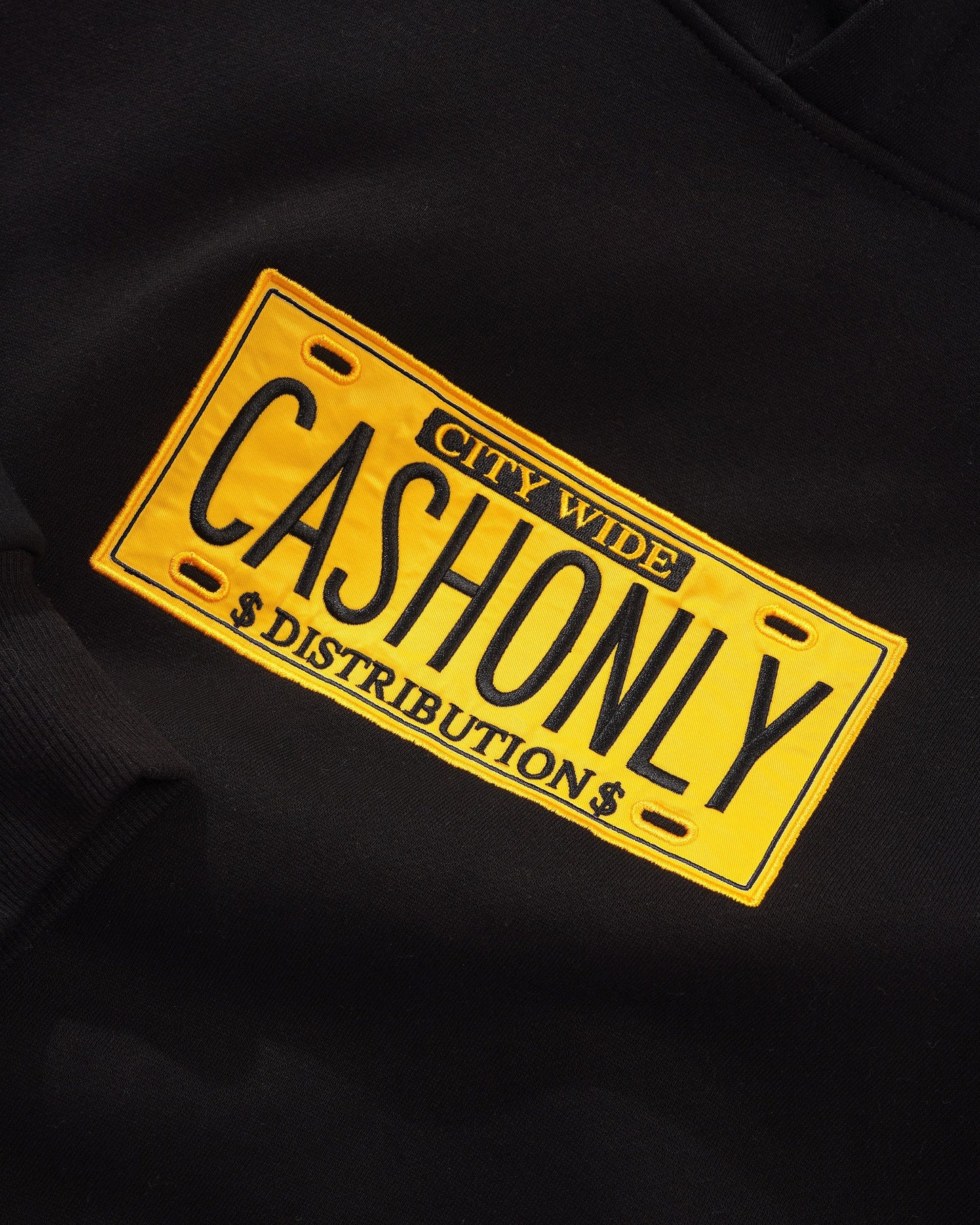 Cash Only - License Plate Pullover Hoodie Black