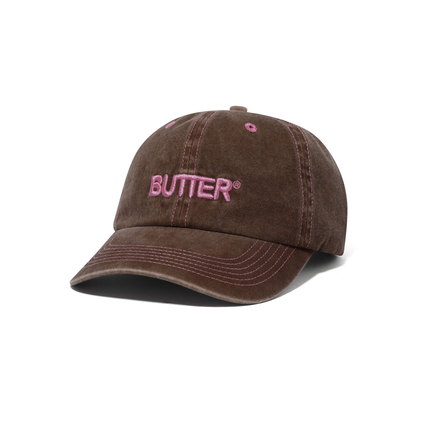 Butter Goods - Rounded Logo 6 Panel Cap Washed Brown