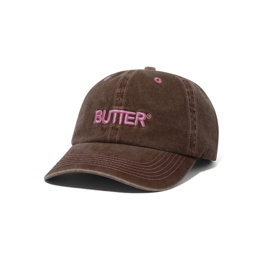 Butter Goods - Rounded Logo 6 Panel Cap Washed Brown