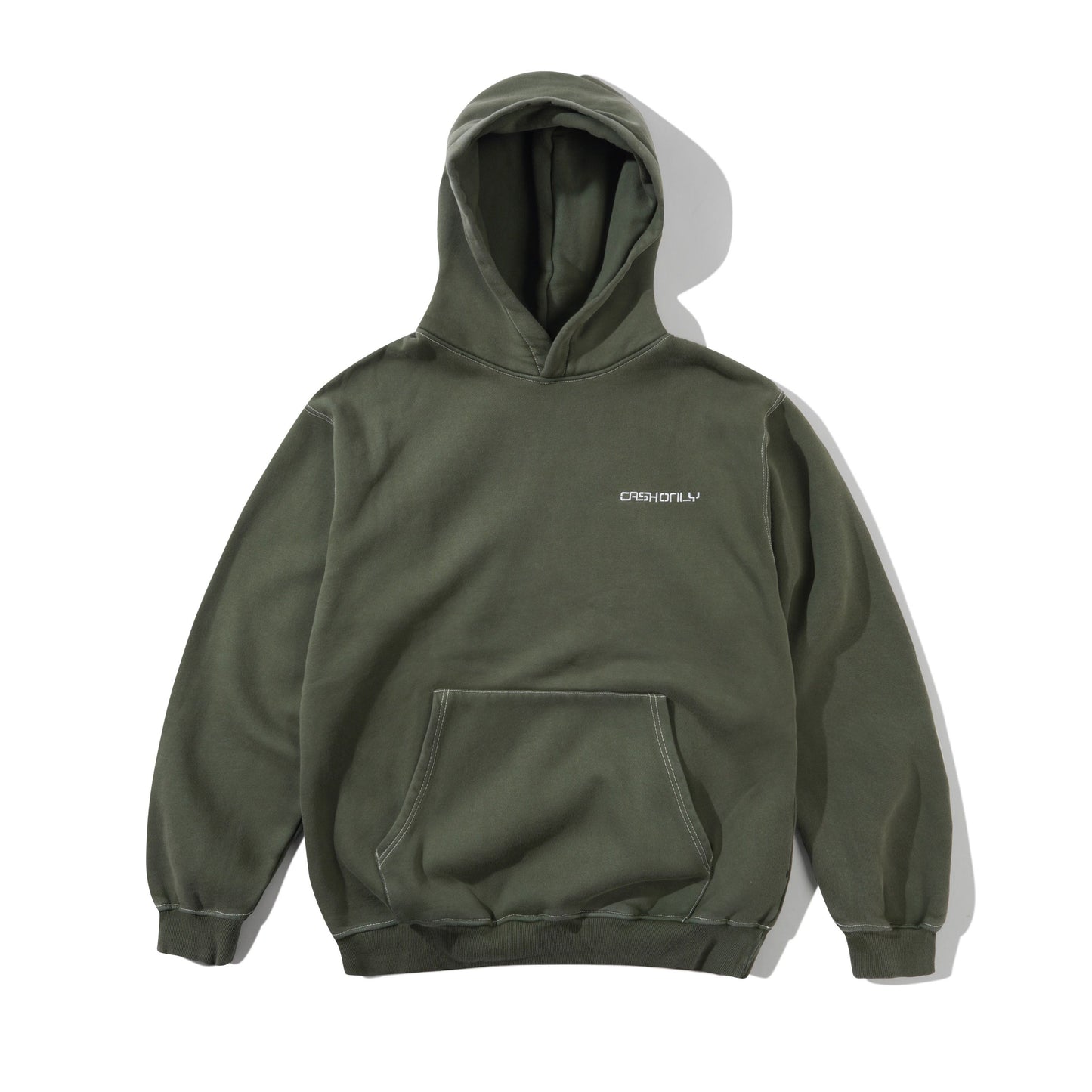 Cash Only - Stencil Pigment Dye Pullover Hood Washed Army