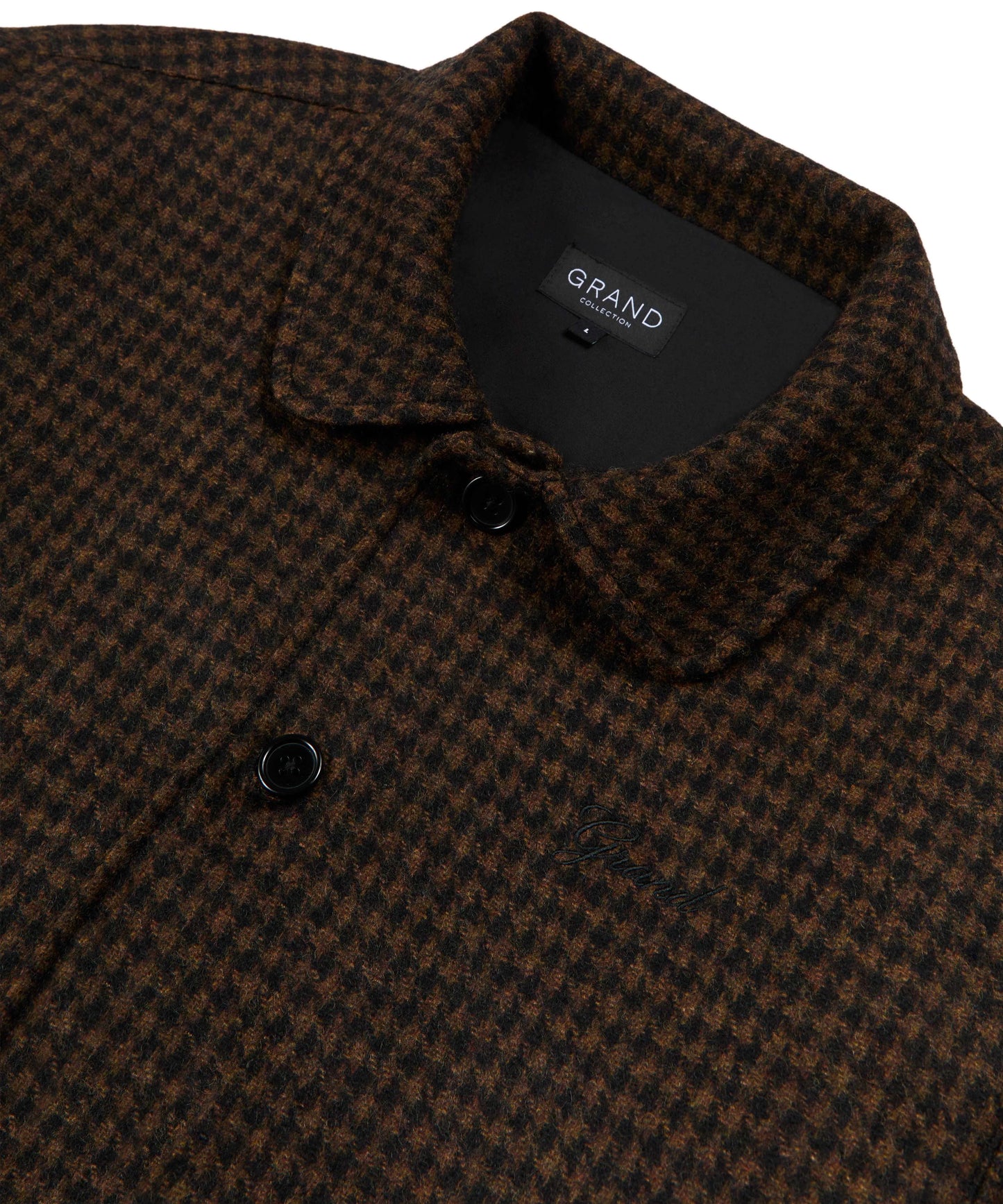 Grand Collection - Wool Houndstooth Blouson Jacket Espresso/Black