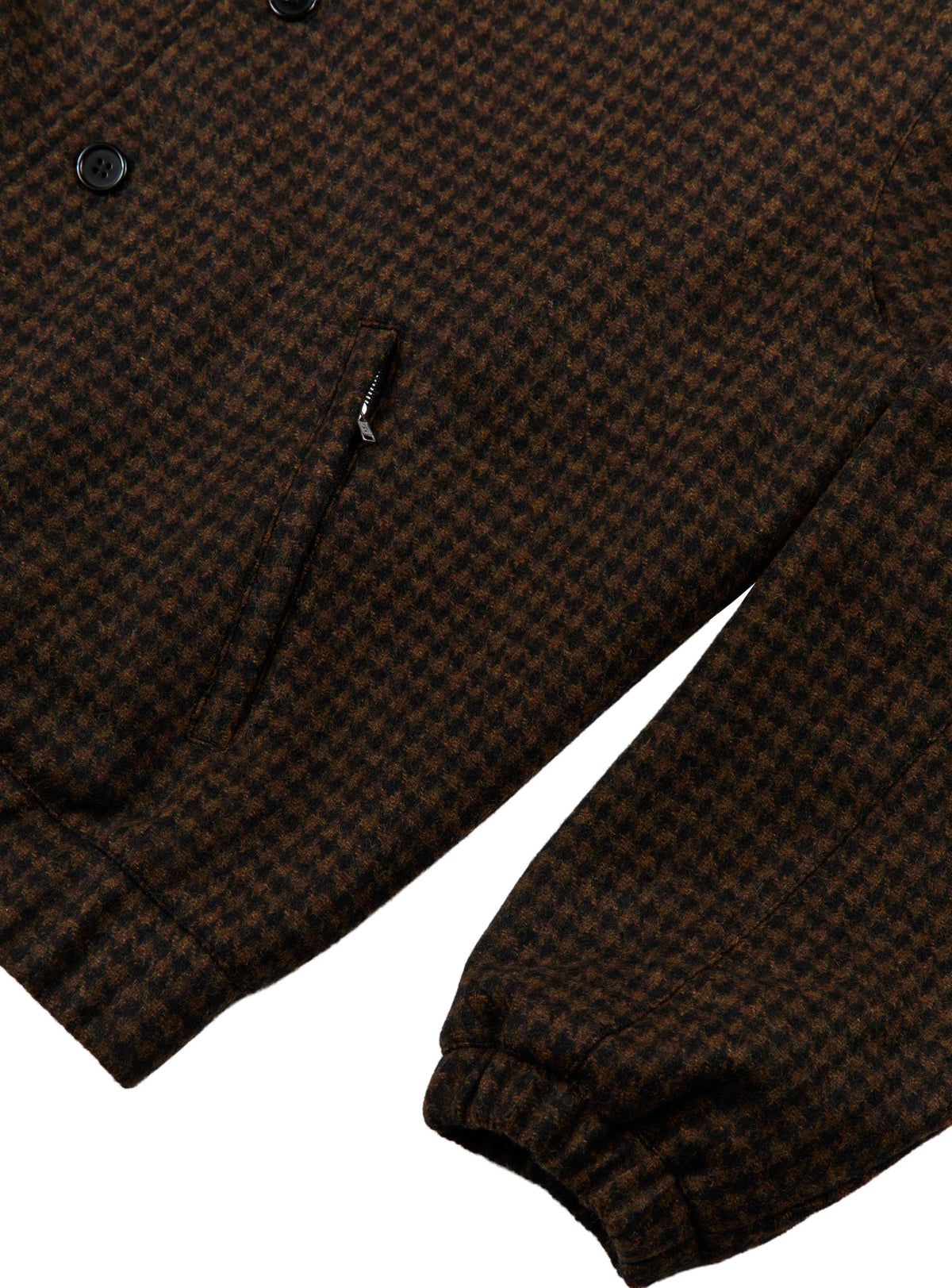 Grand Collection - Wool Houndstooth Blouson Jacket Espresso/Black