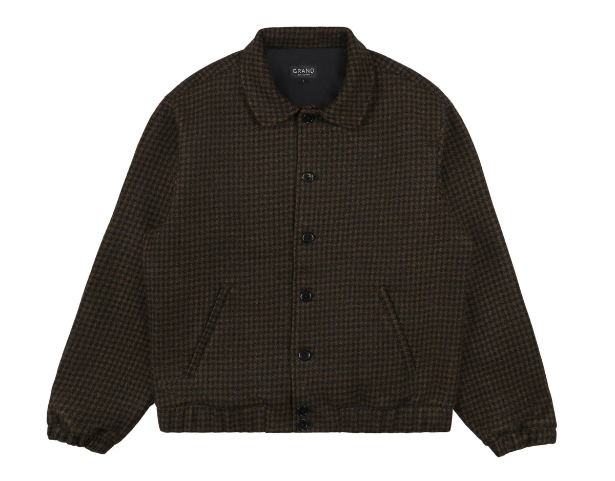 Grand Collection - Wool Houndstooth Blouson Jacket Espresso/Black
