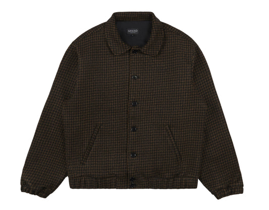 Grand Collection - Wool Houndstooth Blouson Jacket Espresso/Black